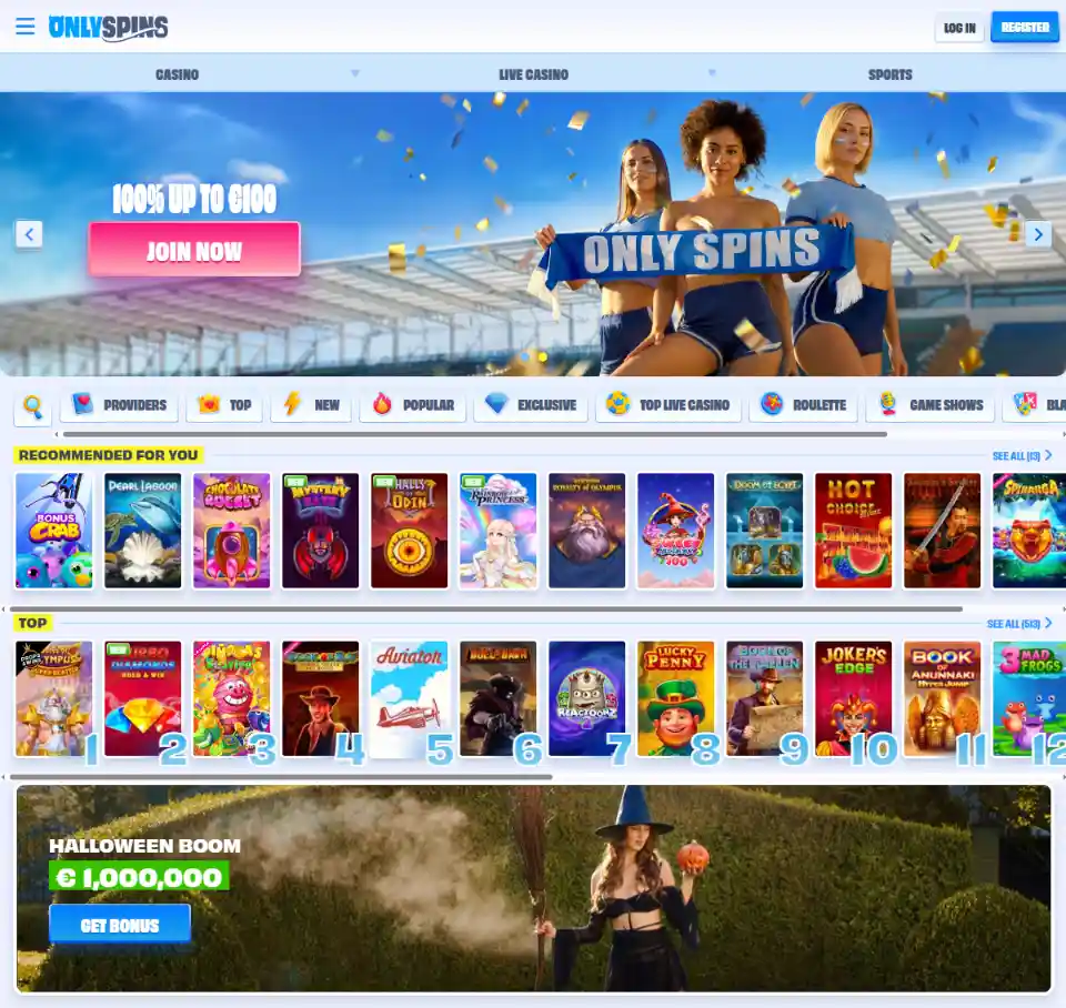 Onlyspins Casino - Forside 2