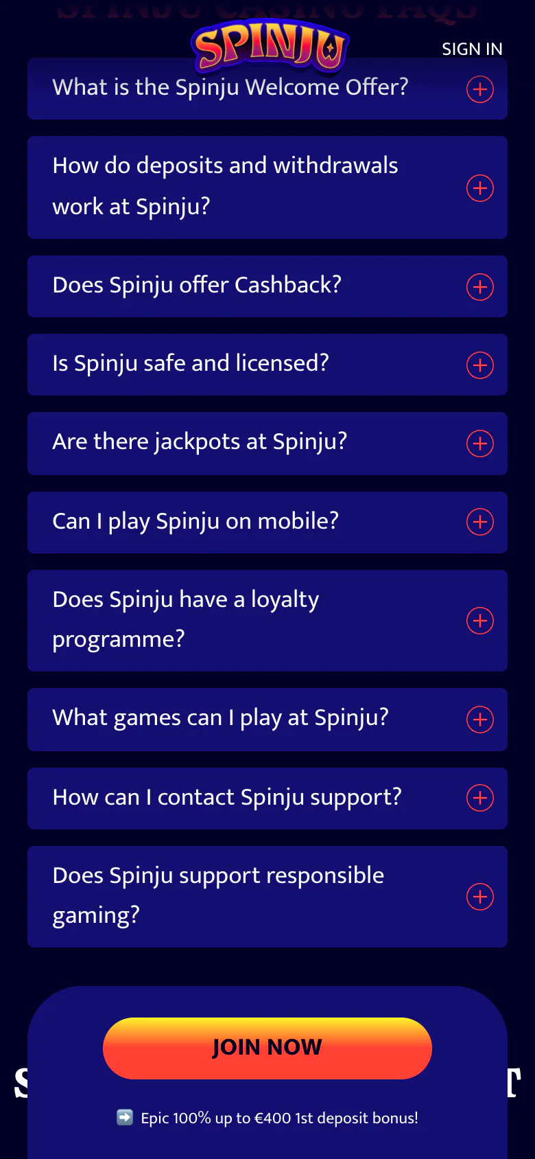Spinju betaling og uttak på mobil