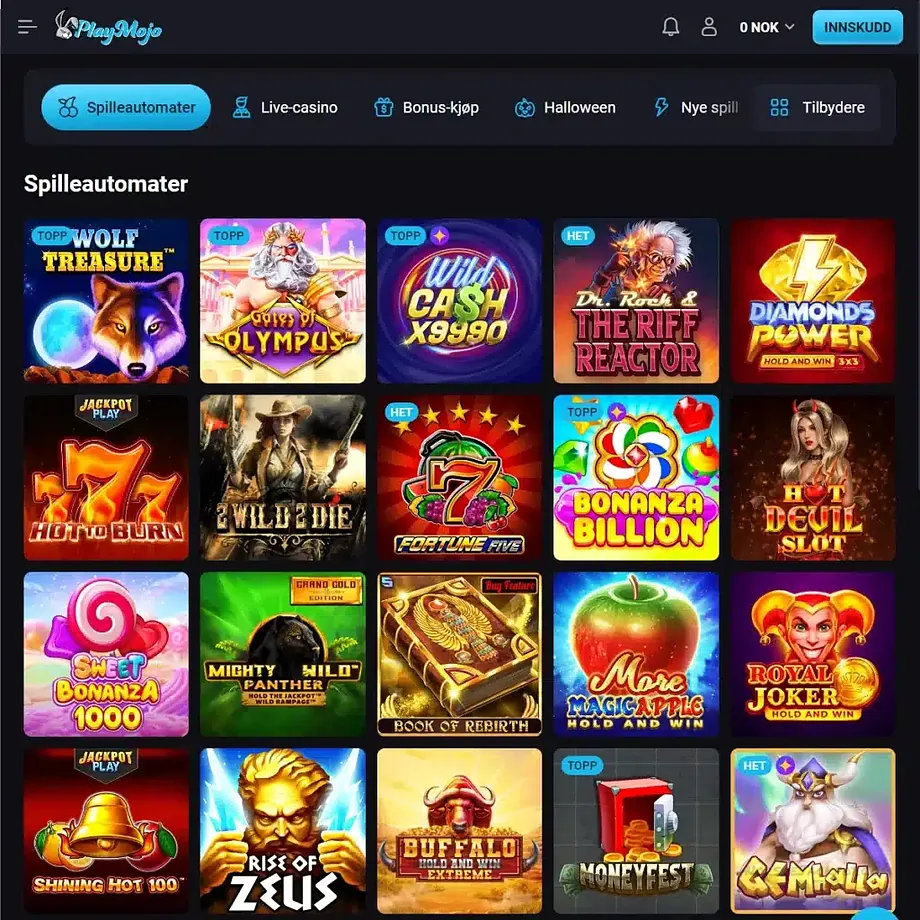 Playmojo spilleautomater og jackpotspill