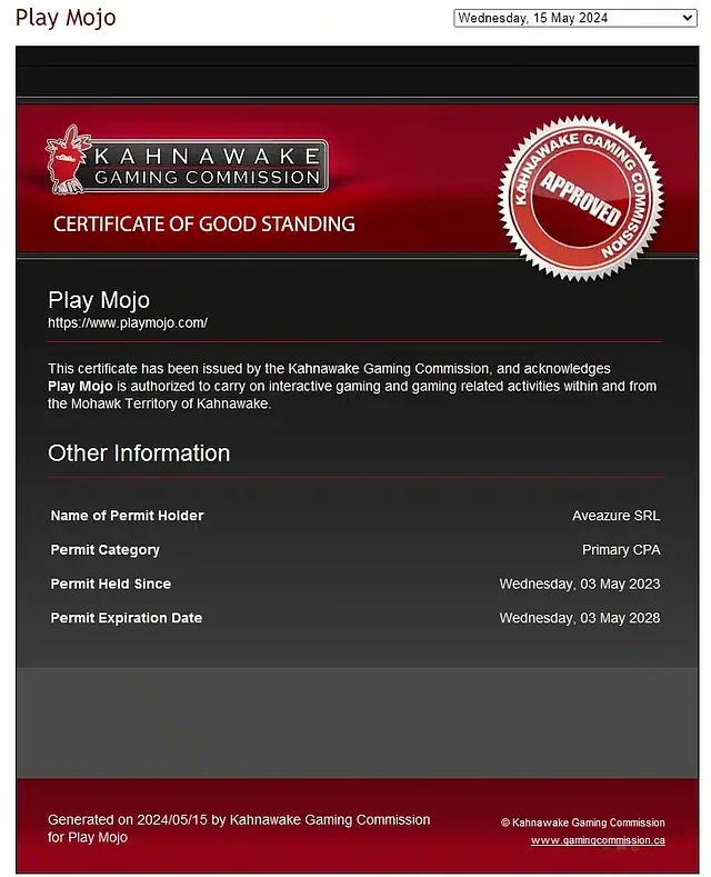 Playmojo Kahnawake-lisens