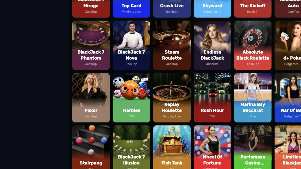 Wino live casino og bordspill